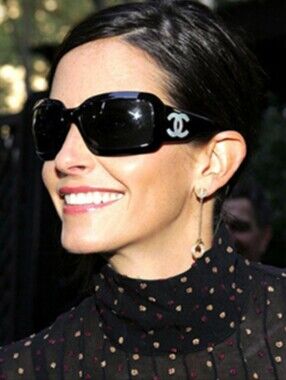 CHANEL Black Oversized Mother Of Pearl CC Logo Sunglasses.